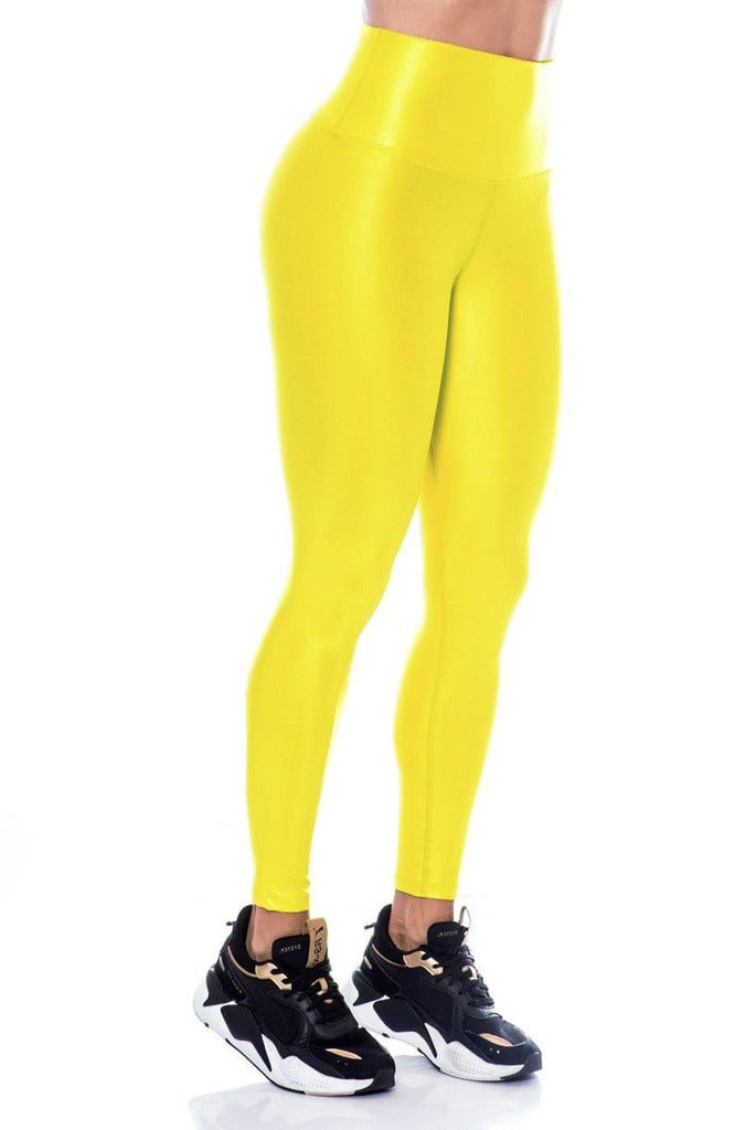 Metallic Glossy Bright Yellow Leggings- Bestyfit